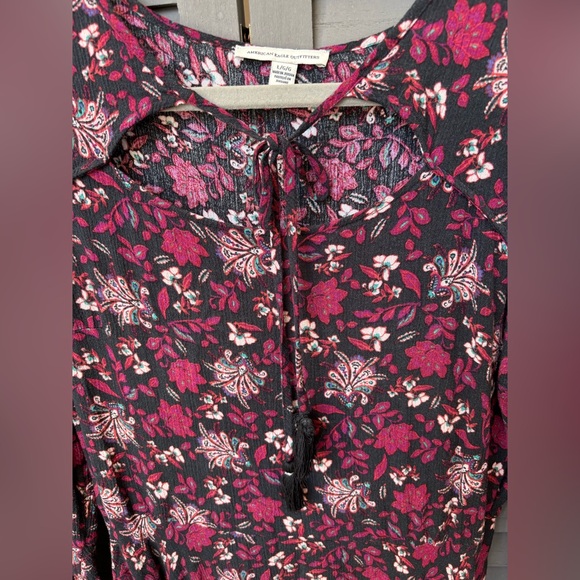 American Eagle Outfitters Floral Long Sleeve Dress - Black and Pink - Picture 3 of 7